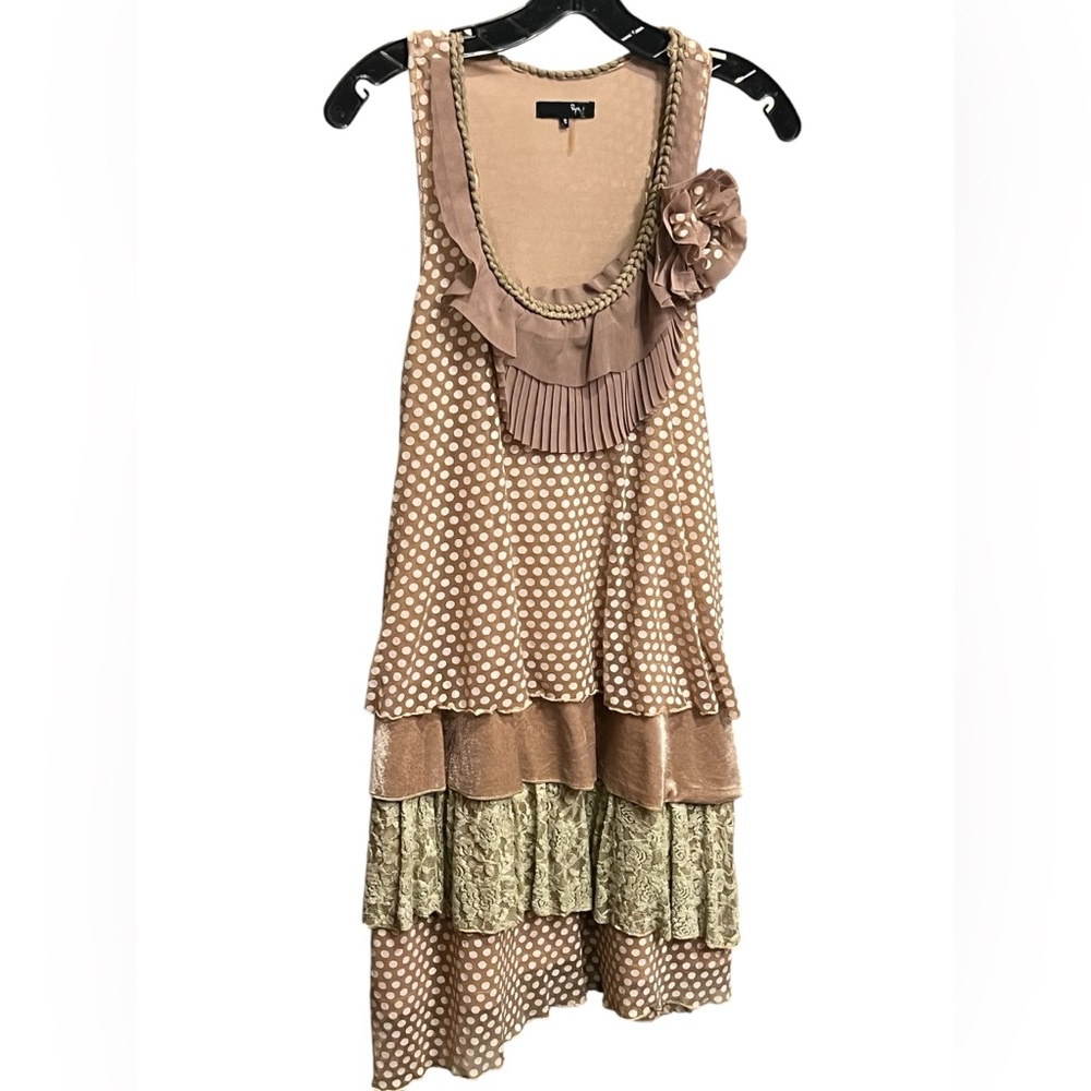 Brown And White Polka Dot Ruffle Dress
